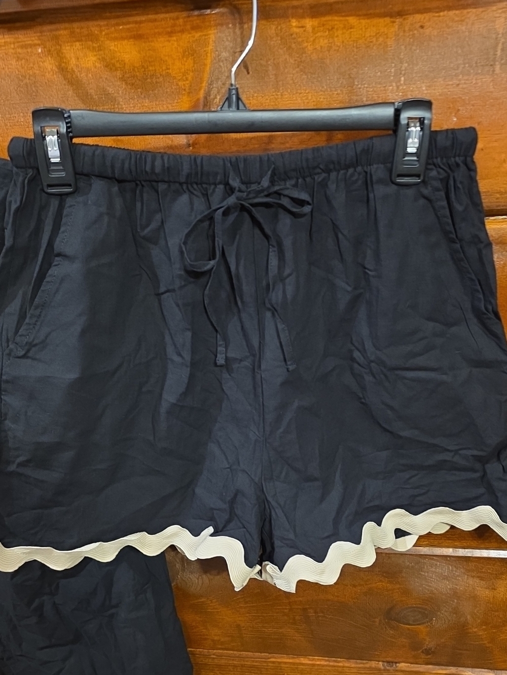 Black Two-Piece Short Set with Cream Ric Rac Trim - Picture 4 of 5
